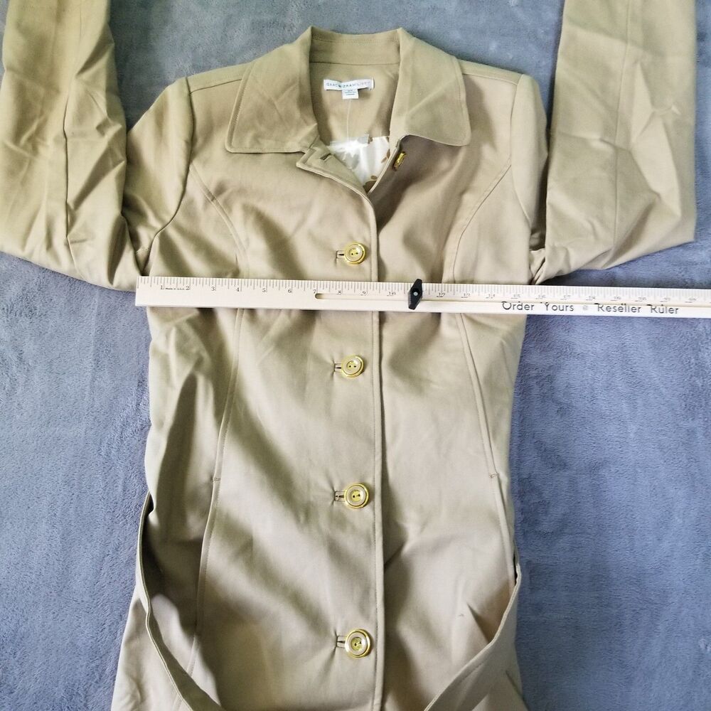 Isaac Mizrahi Live Trench Coat Jacket Womens Khaki Tan Size XS Lined Belt NWOT - Picture 10 of 10